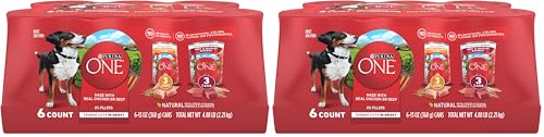 Image of Purina ONE Tender Cuts in Gravy Chicken and Brown Rice,and Beef-and Barley Entrees Wet Dog Food Variety Pack - 13 oz. Cans,(Pack of 4)