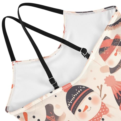 KLL Black White Christmas Snowman Toddler Girl 1-Piece Bathing Suit Summer Swimwear with Adjustable Straps Quick-Dry4