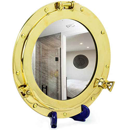 Nagina International Real Simple...A HANDTOOLED Handcrafted 12 INCHES Brass Porthole Mirror - Image 6