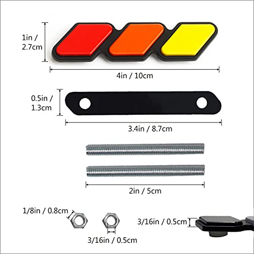 Image of Tri-Color Grille Badge Emblem Decoration Accessories Car Truck Label Compatible for Tacoma 4Runner Tundra Sequoia Rav4 Highlander (Yellow /Orange /Red)