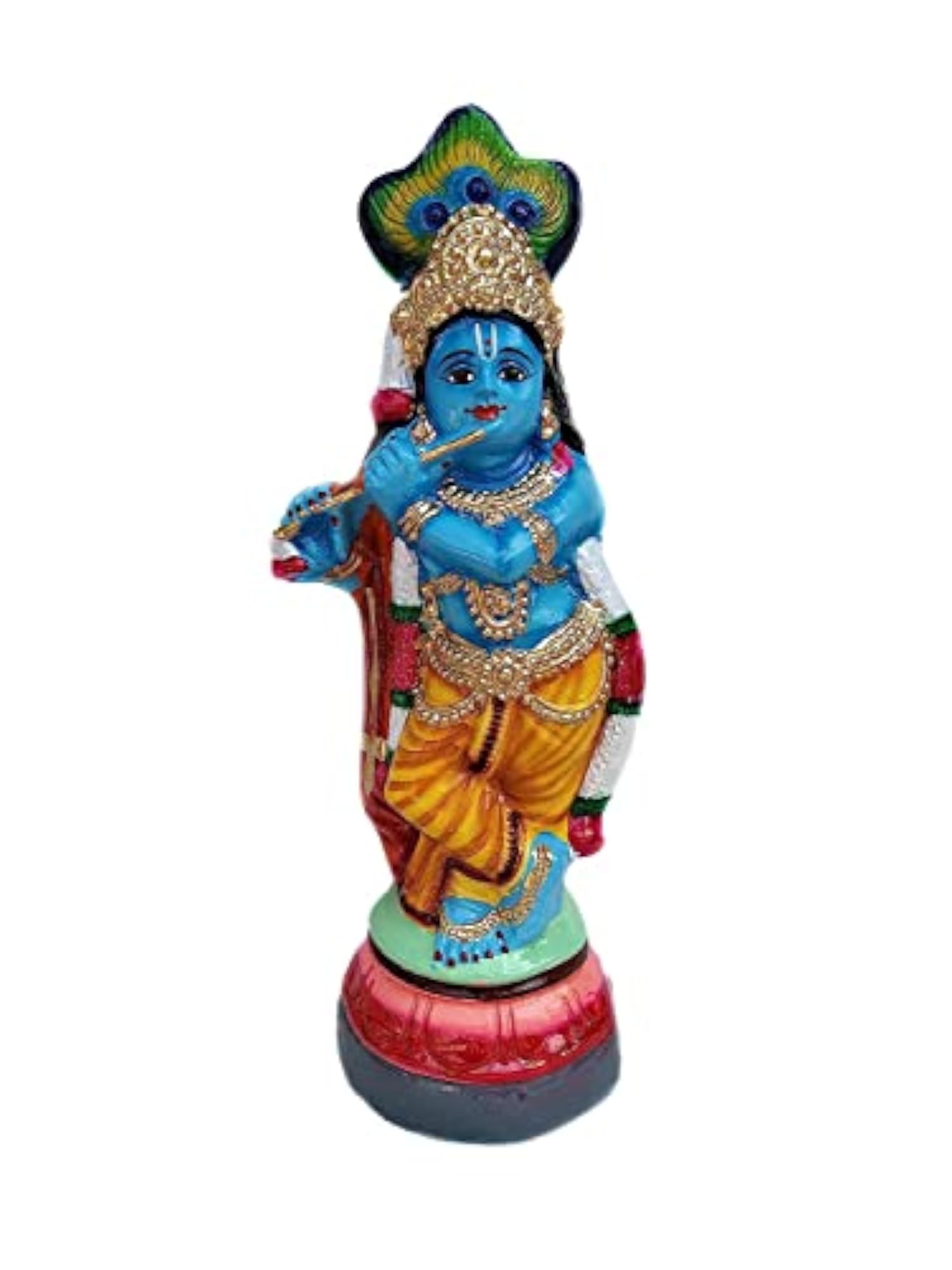 Paper Mache Vishu Kani Krishna Idol, 30 cm, Blue