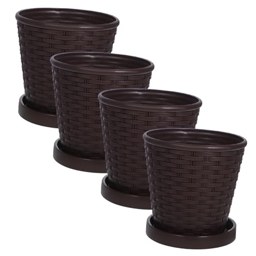 Abaodam 4juegos Maceta para Suculentas De Plástico con Bandeja Macetas De Plástico para Flores De Jardín Suministros De Jardinería para para Viveros Interiores Contenedor para