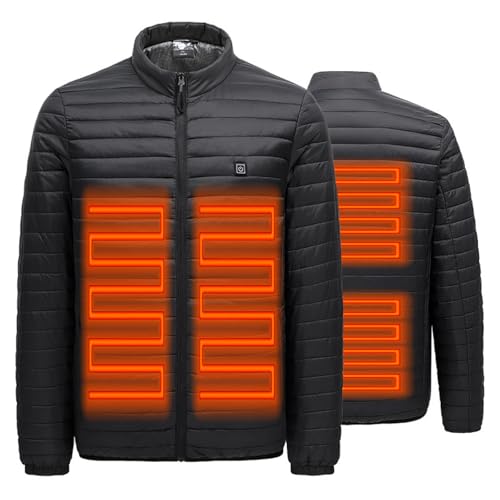 電熱ジャケット メンズ レディース バイク ヒートジャケット USB給電 速暖 保温 ライトダウン 立ち襟 中綿 軽量 加熱ウェア 防風 防寒 暖かい 電熱服 大きいサイズ カジュアル 加熱服 無地 洗濯可 秋 冬 カップル用 通勤 通学 アウトドア(ブラ