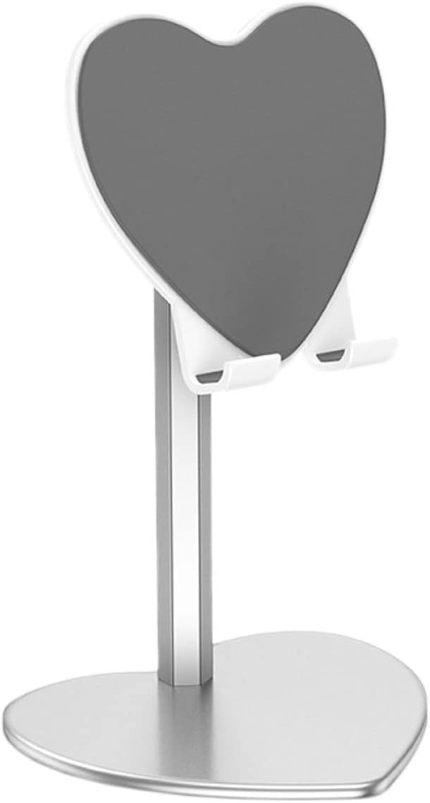 STOBOK Heart Shaped Desktop Phone Bracket Flexible Metal Tablet Support for Home Office Durable Silver Design for Video Watching Webcasts