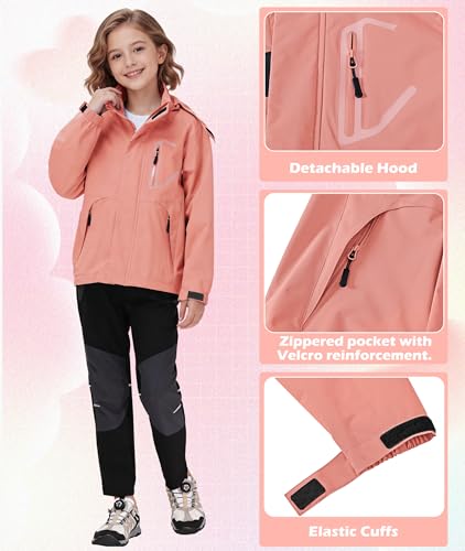 Image of Boys Rain Jacket Kids Lightweight Rain Jackets Waterproof Hooded Windbreaker Outdoor Coats for Boys Girls