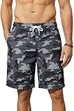 Enlision Bañadores Hombre Natación Secado Rápido Bañador Gris Hombre Piscina Verano Pantalones Cortos Moda Bermudas Traje de Baño con Forro de Malla para Playa Surfero Vacaciones Deporte L