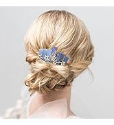 Formery Stars Natural Stone Hair Comb Gold Rhinestone Leaf Bridal Side Comb Wedding Party Photo-s...