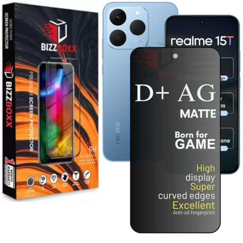 Image of D+ AG Matte Tempered Glass Screen Guard Protector Compatible With realme 15T 5G Anti Fingerprint Gaming Special With Camera Cut (For realme 15 T - 6.57 Inch)- Pack of 1