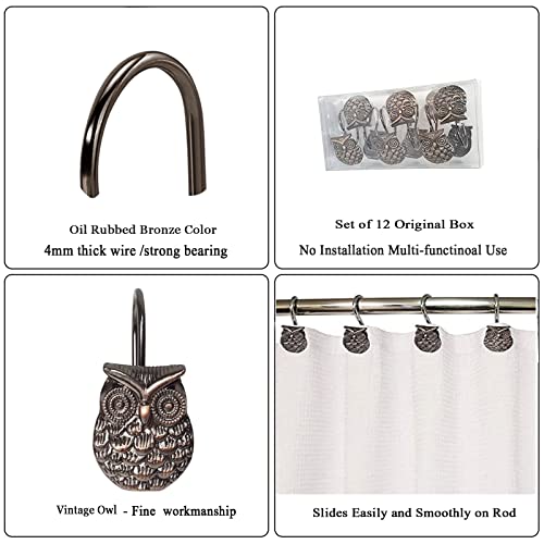 Gracelife 8541792760 12Pcs Owl Design Shower Curtain Hooks Home Fashion Zinc Alloy Decorative Rust Proof Shower Curtain Hooks Hangers thumb #1