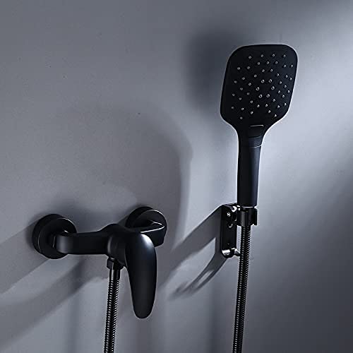 Ensemble de robinets de douche de salle de bains mitigeur mural noir en laiton