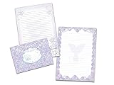 Briefpapier-Set mit 2 Schreibblöcken und 25 Umschlägen für Mädchen Meerjungfrau Mermaid lila (1 Block bunt und 1 Block zum Ausmalen A5 mit je 25 Blättern + 25 Briefumschläge)