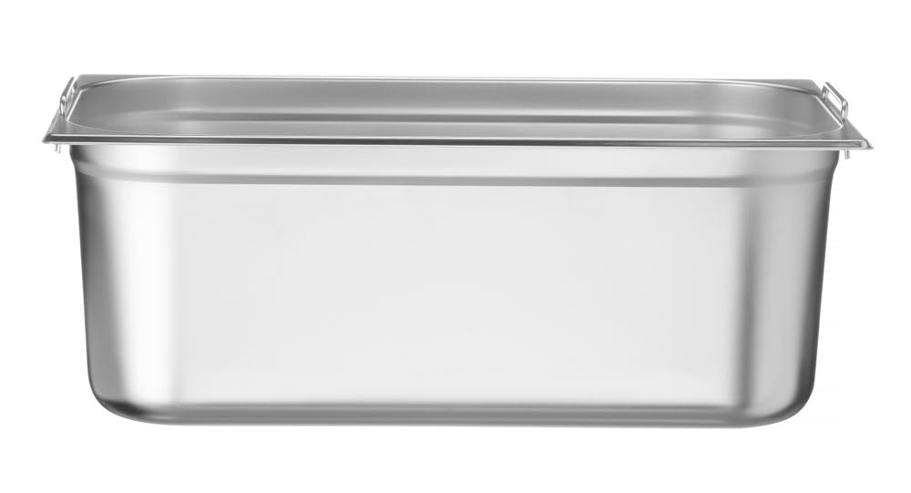 HENDI Recipiente Gastronorm GN 1/1 con asas, Budget Line, resistencia térmica -40 °C a 250 °C, apto para horno y baño maría, 28L, 530x325x(H) 200mm, acero inoxidable