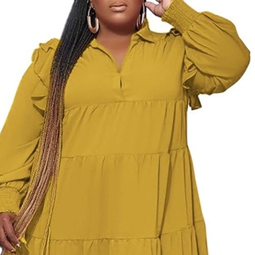 Robe à manches longues à volants au style fluide et décontracté - 5