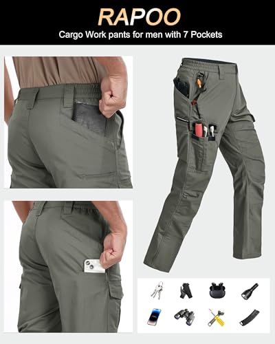 Image of Rapoo Mens Cargo Pants Ripstop Water Resistant Breathable Tactical Hiking Pants with 7 Pockets