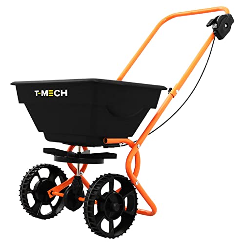 Monster Shop T-Mech Rotary Spreader Seed Fertiliser Grass Gritter Rock Salt Lawn Garden Outdoor Sand Grit Winter Fertilizer Variable Flow 55lbs / 25kg