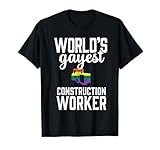 Gay Construction Worker Contractor LGBT Pride Rainbow Funny T-Shirt