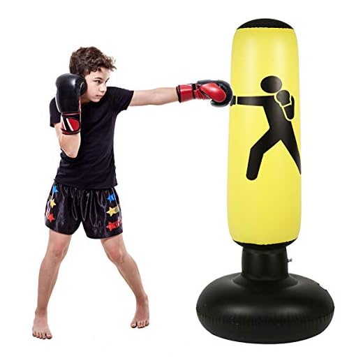 C CRYSTAL LEMON Fitness Punching Bag for Kids, Heavy Punching Bag Inflatable Punching Tower Bag Freestanding Children Fitness Play Adults De-Stress Boxing Target Bag Over 5ft