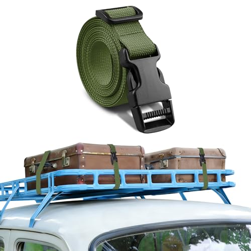 YUPIKJI Tie Down Strap, Ratchet Straps, Heavy Duty Utility Straps with Quick Release Buckle, Car Nylon Adjustable Cam Buckle Tie-Down Strap for Motorcycle Cargo Trailer Luggage (Military Green)