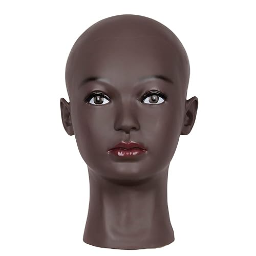 HAIR WAY - Cabeza de maniquí calvo para mujer cabeza de cosmetología profesional cabeza de muñeca de maquillaje para hacer pelucas exhibición lentes