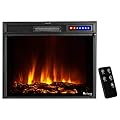 e-Flame USA Breckenridge 25"x20" LED Electric Fireplace Stove Insert with Remote - 3D Logs and Fire (Black)