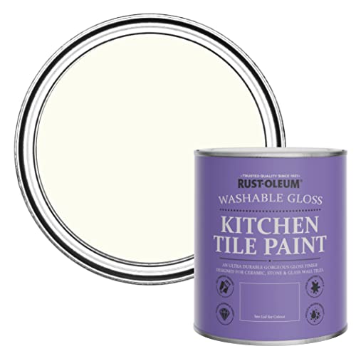 Rust-Oleum White Water-Resistant Kitchen Tile Paint in Gloss Finish - Porcelain 750ml