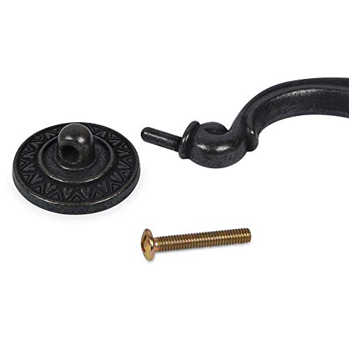 Supkiir 6 Pack Drawer Pulls Handles, 5.5" Hole Center Vintage Antique Black Kitchen Cabinet Knobs Drop Bail Pulls Handles 6.7" Total Length