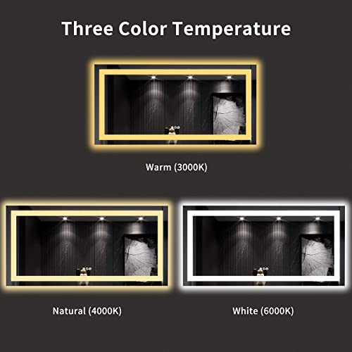 LOAAO 60X30 LED Bathroom Mirror with Lights, Anti-Fog, Dimmable, Backlit + Front Lit, Lighted Bathroom Vanity Mirror for Wall, Memory Function, Tempered Glass, ETL Listed