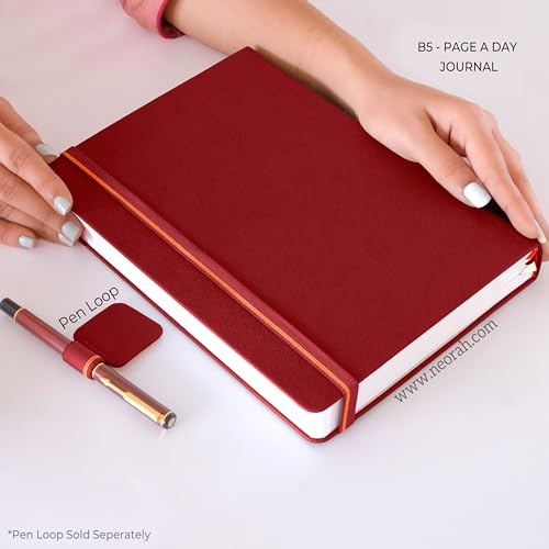 Image of NEORAH -B5 RULED | 368 Pages - 110 Gsm | PAGE A DAY JOURNAL (25x17.5 cm)-Hardcover RULED Notebook |Back Pocket |3 Silk Book Mark - Completely HANDMADE for Journaling,writing- RED