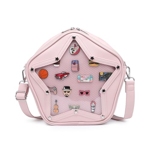 Image of Star PU Ita Crossbody Y2K Aesthetic Clear Pin Window Kawaii Anime Purse | Star Design For Cosplay, Meetups & Daily Y2K Outfits