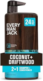 Every Man Jack 2-in-1 Daily Shampoo + Conditioner - Coconut & Driftwood | Nourishing For All Hair Types, Naturally Derived, Cruelty-Free Shampoo and Conditioner Set for Men | 24oz -1 Bottle