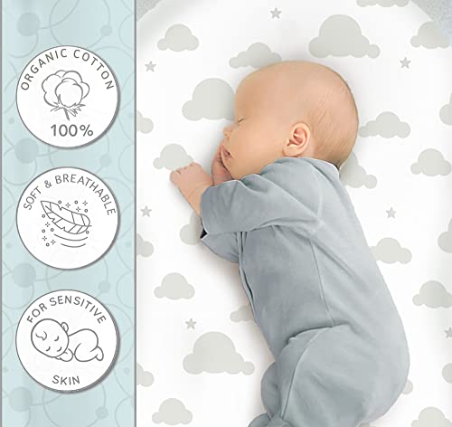 100% Organic Cotton  Fitted Bassinet Sheets Fits Halo, Snoo, Graco, Dream On Me, Delta, And All Other Standard Size Bassinets. 3 Pk Adapts To Oval, Hourglass & Rectangle Shaped Bassinet Pads. #TOP1