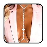 Bounzhi Rhinestone Body Chain Bra Crystal Body Jewelry Boho Bikini Body Necklace Crossover for Women(D)