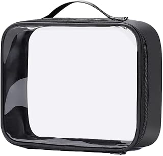 Clear Toiletry Bag,Water Resistant Makeup Cosmetic Bags for Women, Airport Airline Travel Essential Carry On Organizer with Handle Large Opening,Ideal Gift For Wife ,Mom And Friend