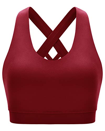 Running Girl Sports Bra For Women, Criss-Cross Back Padded Strappy Sports Bras Medium Support Yoga Bra With Removable Cups (Wx2353D.red.s) #TOP3