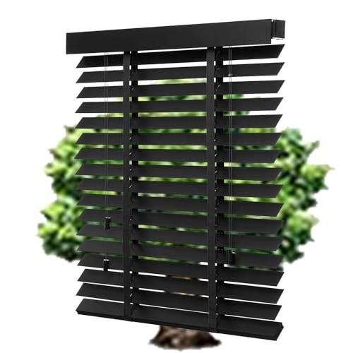 Pxzybd Naturholzjalousien,Schwarz,Horizontal Jalousie,Sonnenschutz/Sichtschutz Jalousette,Echtholz Jalousetten Für Fenster 45cm 50cm 60cm 70cm 80cm 90cm 100cm 110cm 120cm Gardinen,W×H-50x90cm/20x35in