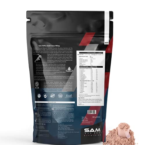 Image of Pro Gold Class Whey Protein | Chocolate Americana | 2 Lbs | 907g | 24 Gram Protein per Scoop | USA made Whey