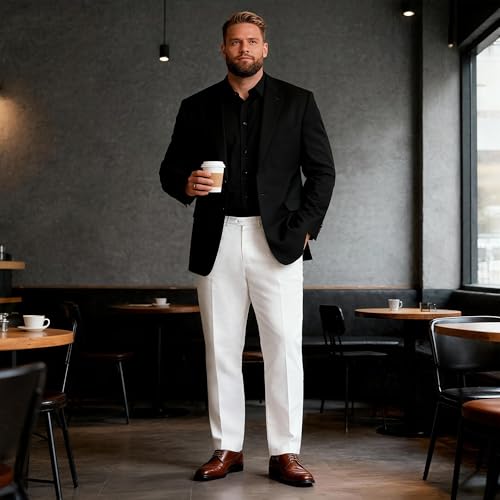 Image of Men's Cozy Hidden Expandable Waist Dress Pants | Premium Stretch Texture Weave Work to Weekend Pants