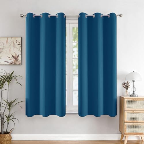 HOMEMONDE Blackout Curtain 5 Feet Set of 2 - Thermal Insulated & Room Privacy Window Curtains, Solid Blue 90% Light Blocking Curtains 96 Inch Long - (152L x 118W CM)