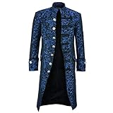 PPPPA Oversized Gothic Herren Steampunk Party Oberbekleidung Print Frack Jacke versorgen Karneval Halloween Weihnachten Uniform Herren Punk Retro Mäntel Steampunk Langarm Jacke Mantel Kostüm