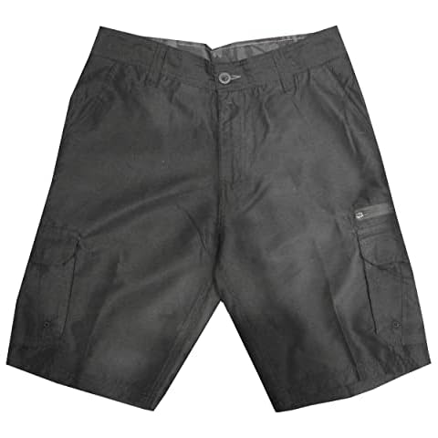 Burnside Men's Traveler 11" Inseam Microfiber Cargo Shorts - Black, 34 Cover