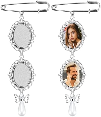 SAVITA 2st Boeket Foto Charme Met Ovale Glas Cabochons - Parel Vlinder Hanger DIY Fotolijst