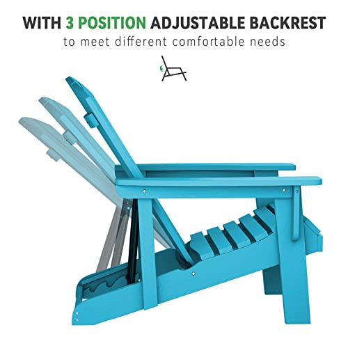 Serwall Adirondack Chair, Adjustable Backrest Weather Resistant Adirondack Chair - Cyan Blue #TOP3