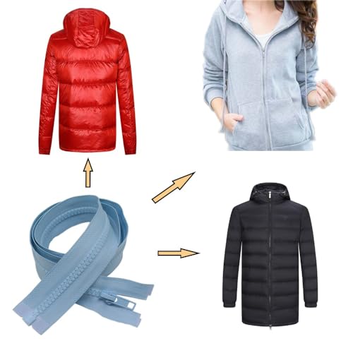 Image of YaHoGa 2PCS #5 40 inch Separating Jacket Zippers for Sewing Coats Jacket Zipper Replacement Plastic Zippers Bulk (40 inch Light Blue)