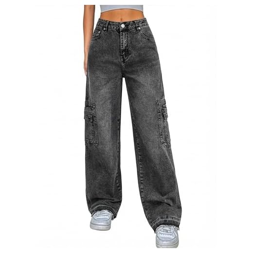 EMMIOL Women’s Stretchy Wide-Leg Cargo Pants with Pockets