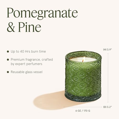 LA JOLIE MUSE Christmas Candles | Pine & Pomegranate Candle | Lemon, Pomegranate & Pine | 6 oz Natural Soy Wax | 40 Hours Clean Burn | Gift-Ready for Hosts, Gatherings | Elegant Home Décor