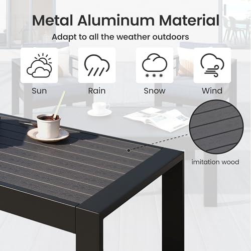 image for Kiss the Water All-Weather Aluminum Outdoor Coffee Table, Modern Coffe