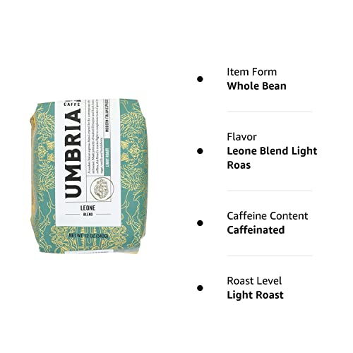 Caffe Umbria Fresh Seattle Whole Bean Roasted Coffee, Leone Blend Light Roast 12Oz. Bag #TOP6