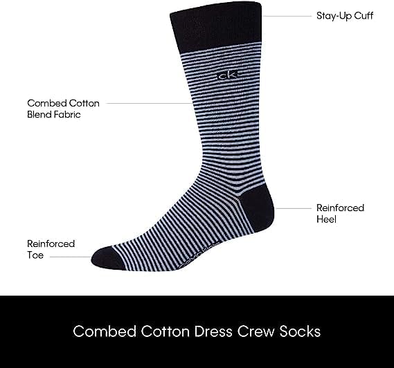 Calvin Klein Mens Crew Socks - 4 Pack Soft Cotton Blend Cushioned Crew Dress Socks for Men, for Formal, Casual and Work Wear - Image 3