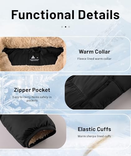 ZITY Winter Jacket for Boy Thermal Sherpa Fleece Lined Jackets Warm Zip Waterproof Coats Puffer Coat with Detachable Hood — view 6