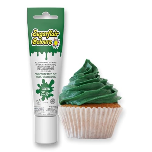Sugarflair Essentials Green Food Colouring Gel 25g - Concentrated Gel Food Dye for Cake Decorating Buttercream Fondant Royal Icing - Vegan Kosher Bake-Stable